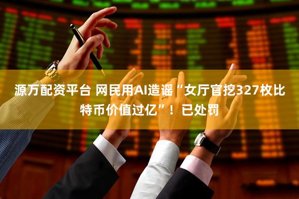 源万配资平台 网民用AI造谣“女厅官挖327枚比特币价值过亿”！已处罚