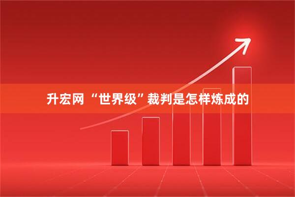 升宏网 “世界级”裁判是怎样炼成的